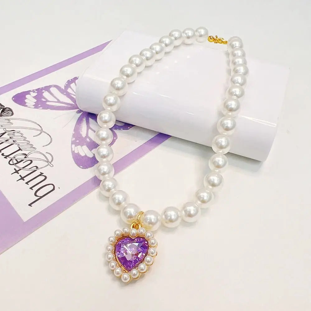 Justerbart Pärlhalsband för Hund och Katt – Färgglad Strass och Prinsessdesign