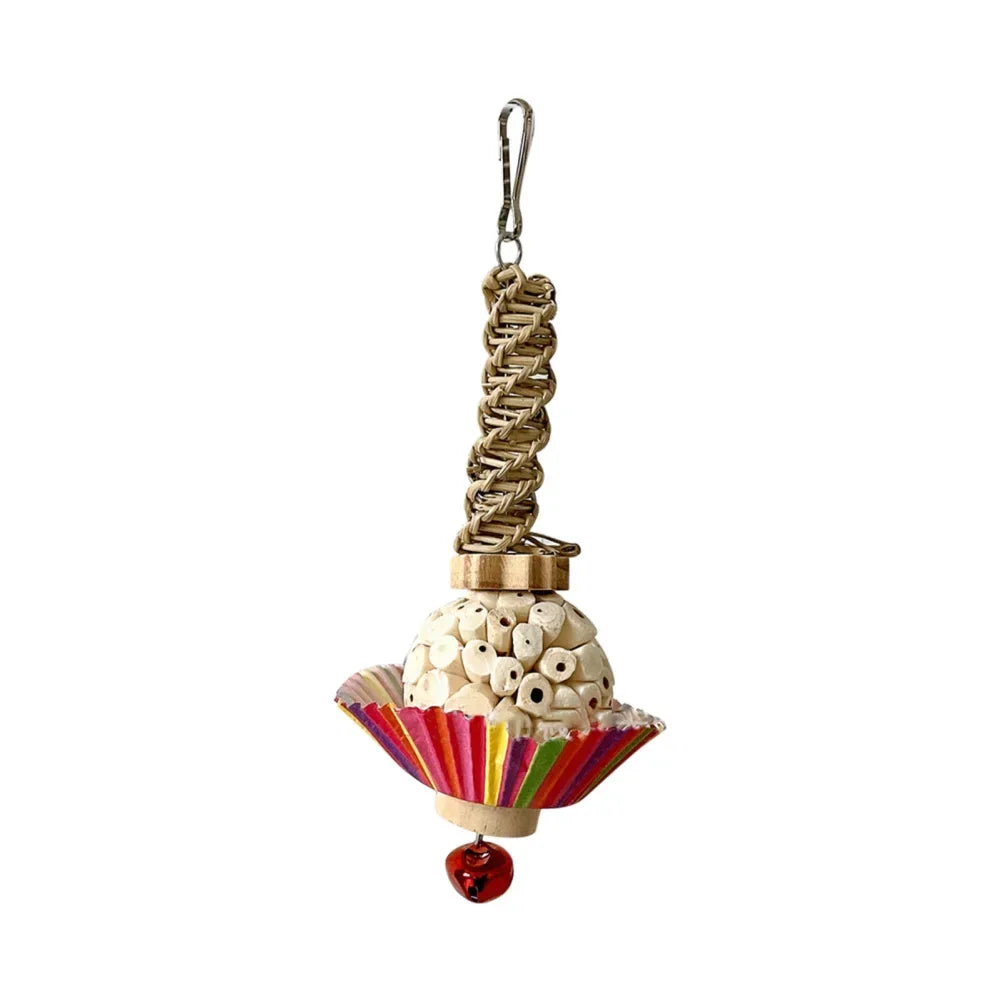 Fågel­leksak med Träklossar och Bjällra för Fågel