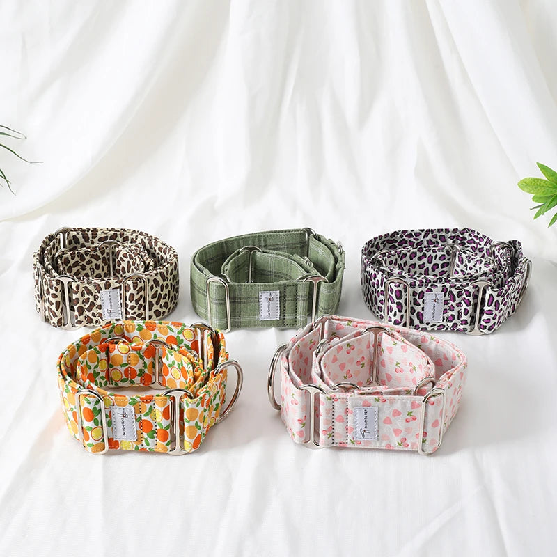 Justerbart Martingale Hundhalsband – Brett, Vadderat & Mönstrat i Bomull