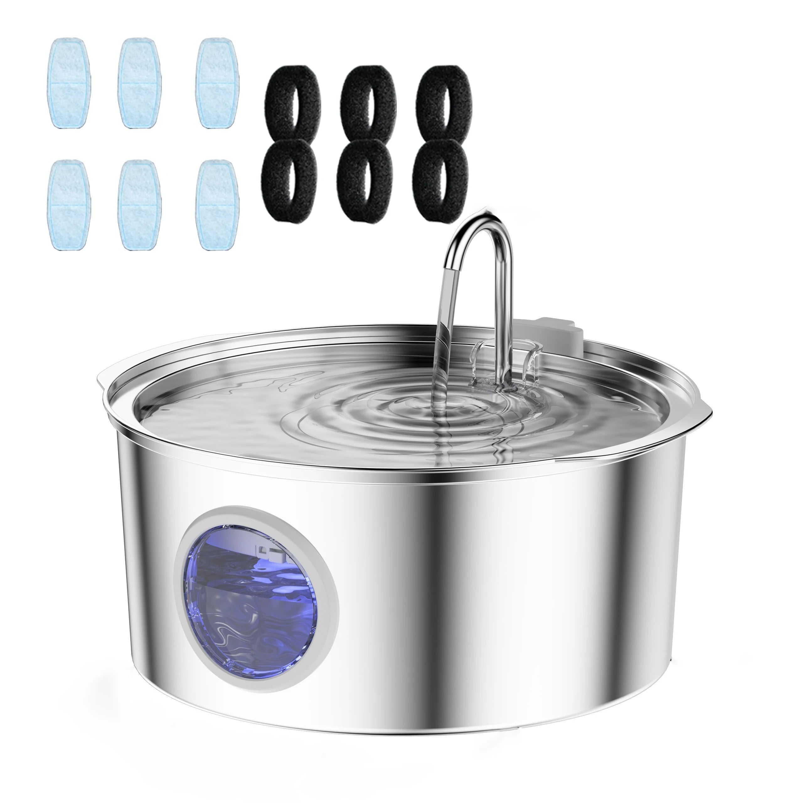 Automatisk Vattenfontän för Hund och Katt – Rostfritt Stål med Tyst Pump