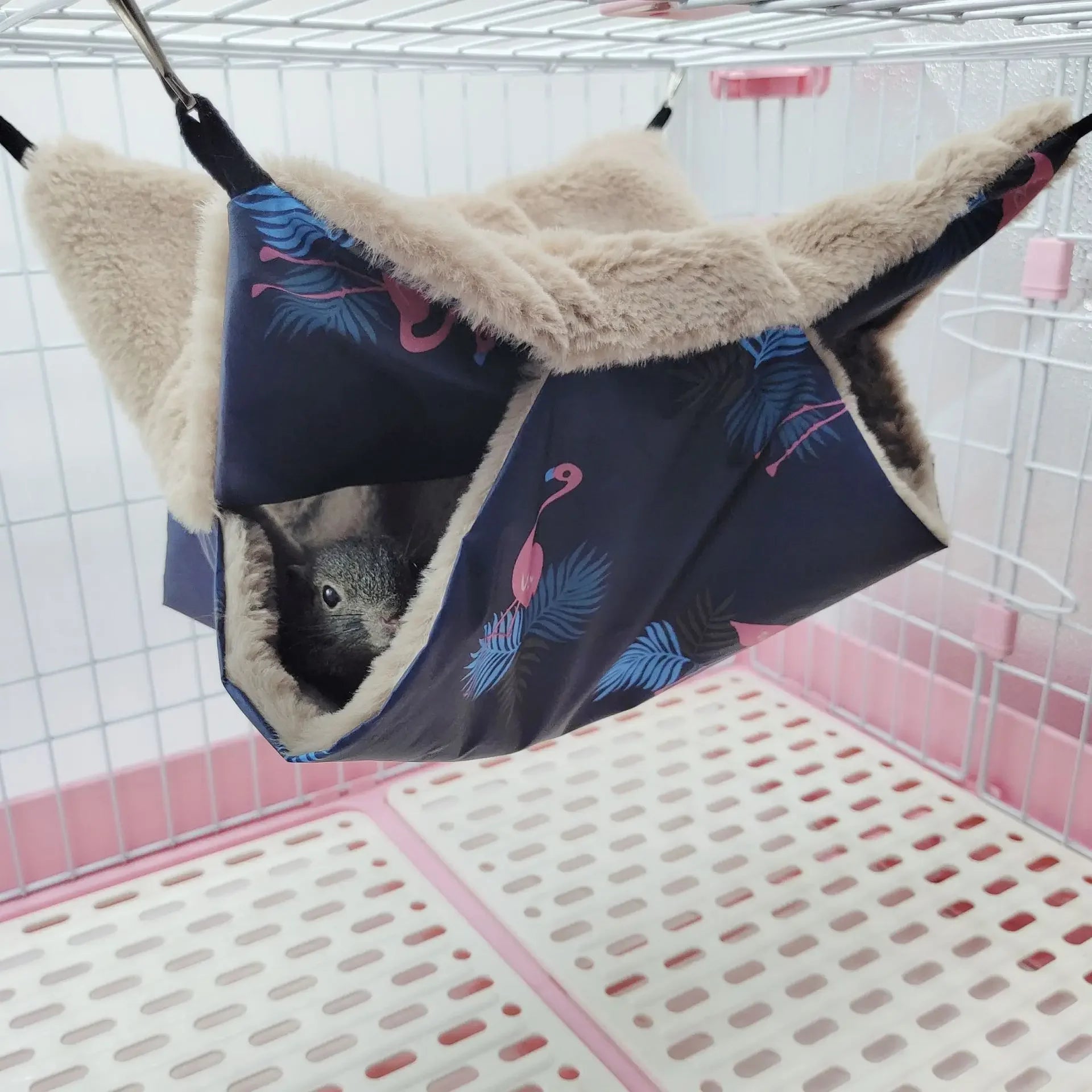 Hängmatta i Plysch för Smådjur Dubbla Lager