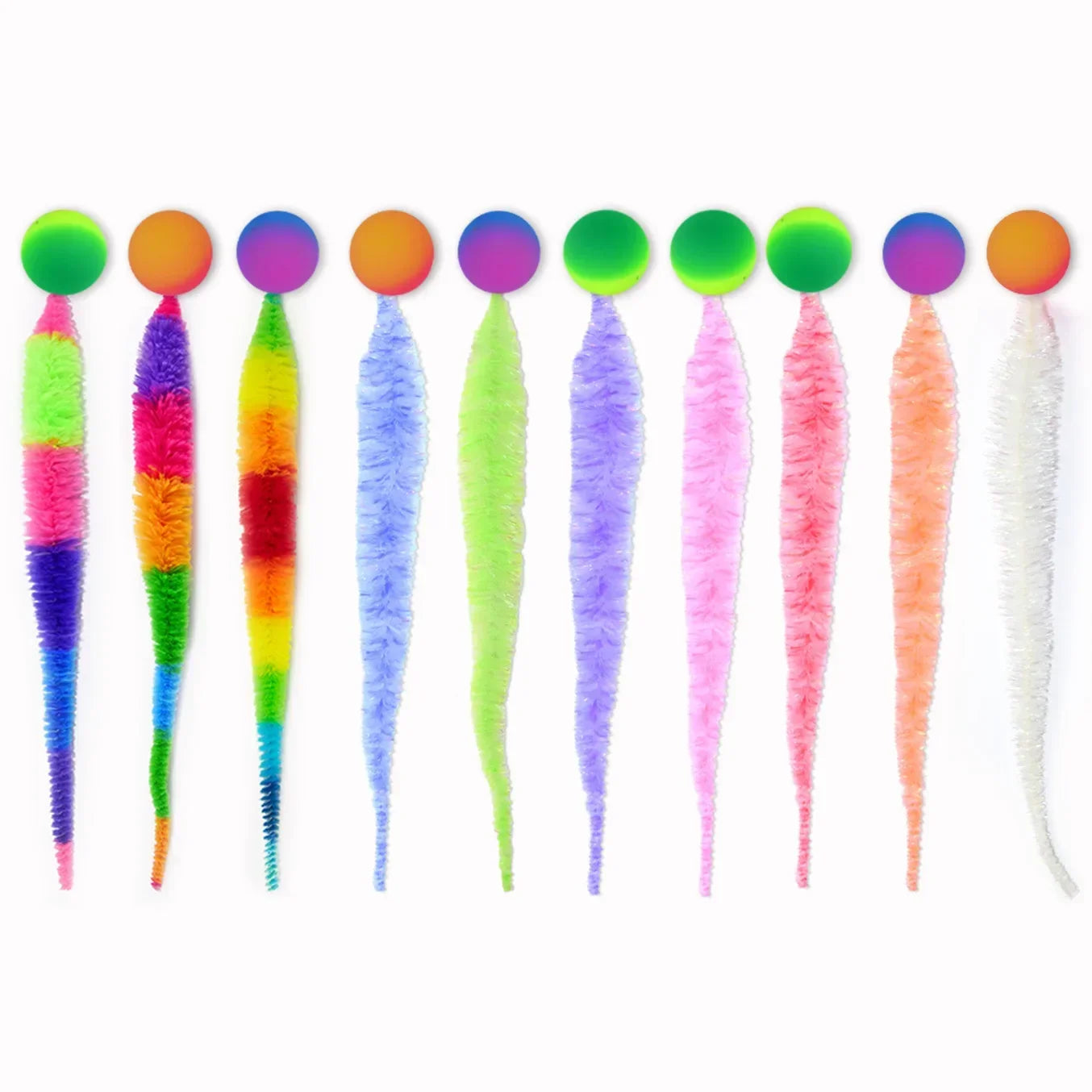 interaktiv kattboll fjäder färgglad studsande leksak