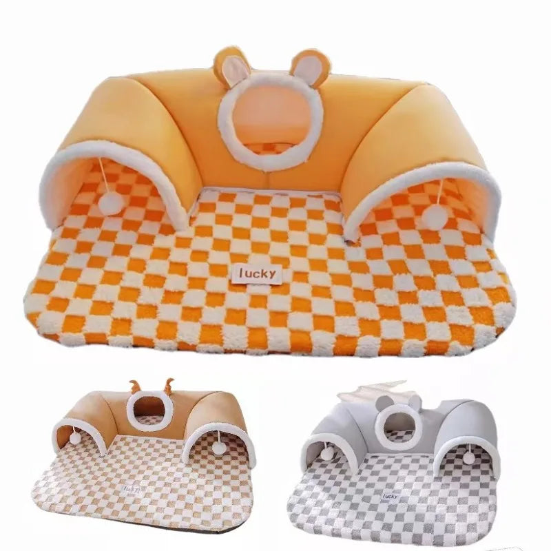 kattbädd tunnel hängande boll varm lekfull sovplats