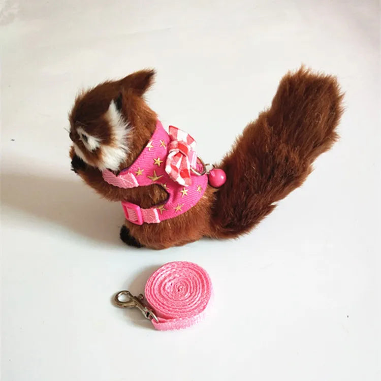 Liten Sele med Koppel och Rosett eller Vingar för Råtta och Smådjur