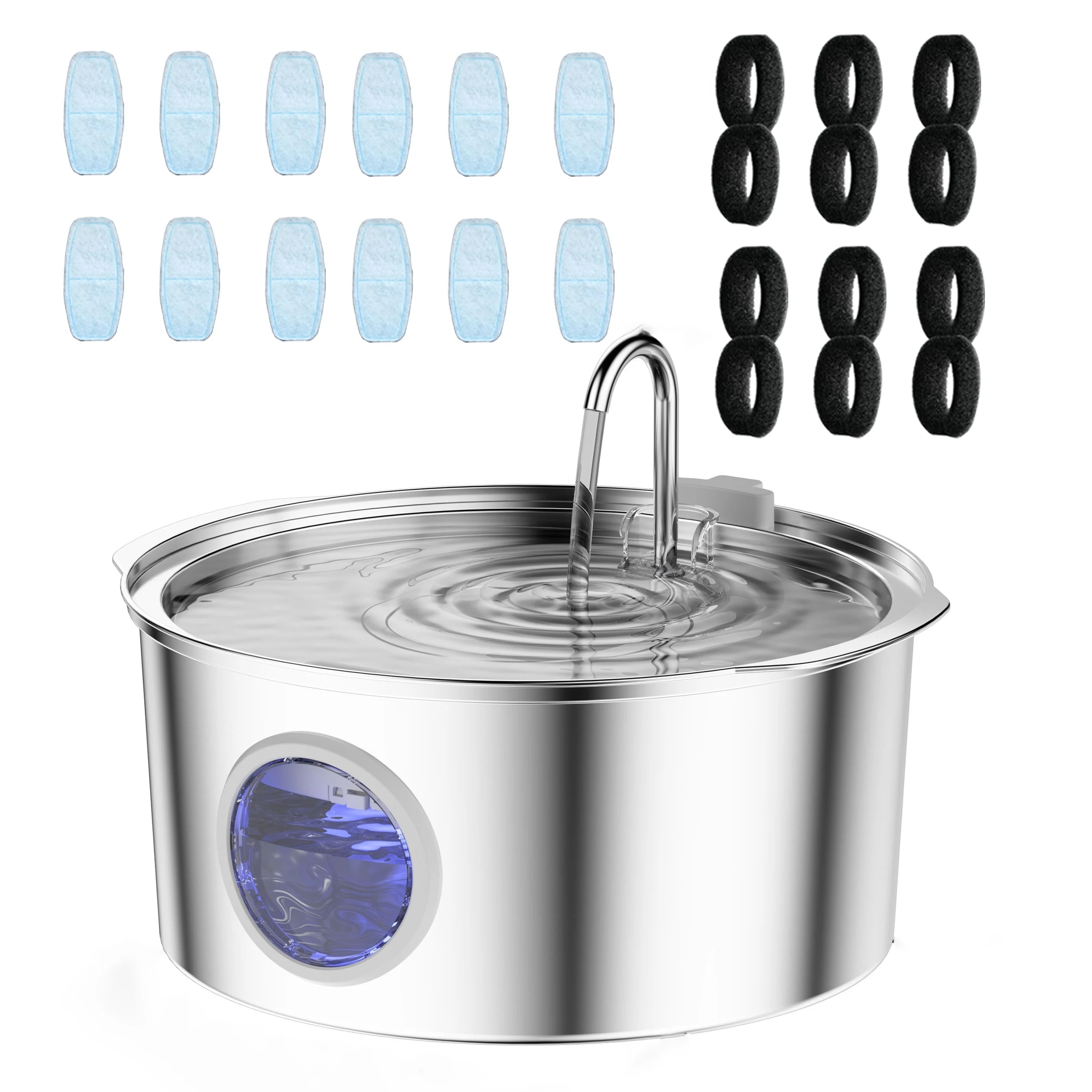 Automatisk Vattenfontän för Hund och Katt – Rostfritt Stål med Tyst Pump