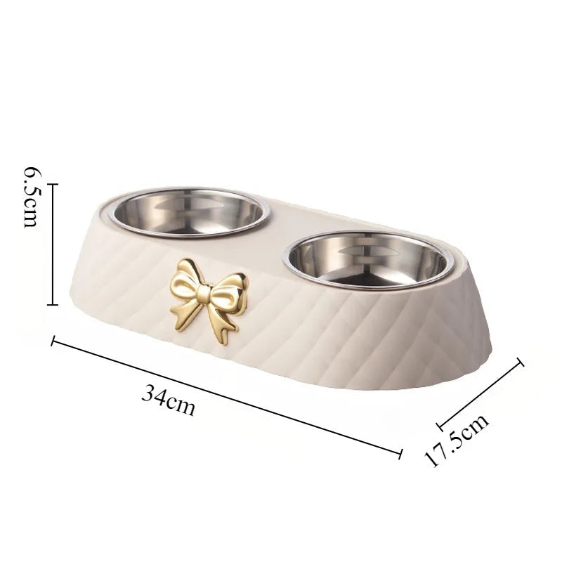 dubbel matskål vatten mat rosett hund katt