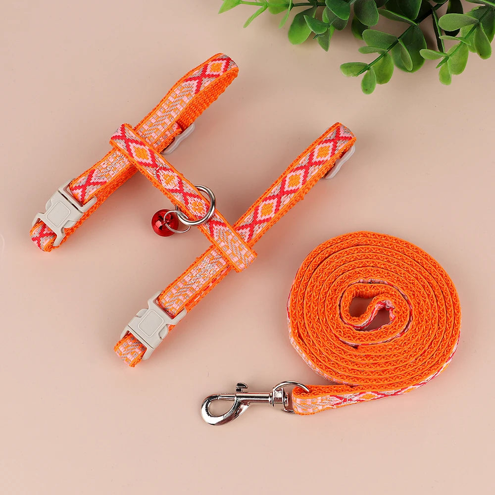 Justerbart Nylonsele med Koppel och Bjällra för Små Hundar och Katter