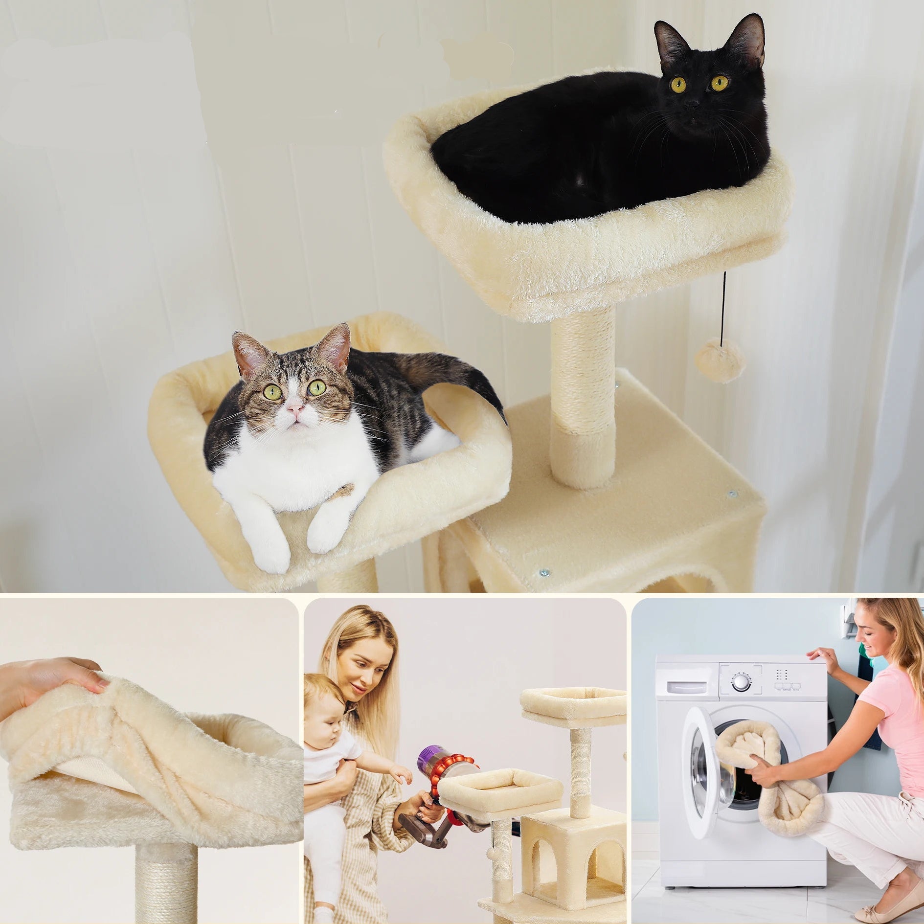 Kattorn Med 5 Nivåer – Stabilt Klösträd Med Hammock, Koja Och Sisalstolpar För Inomhuskatte