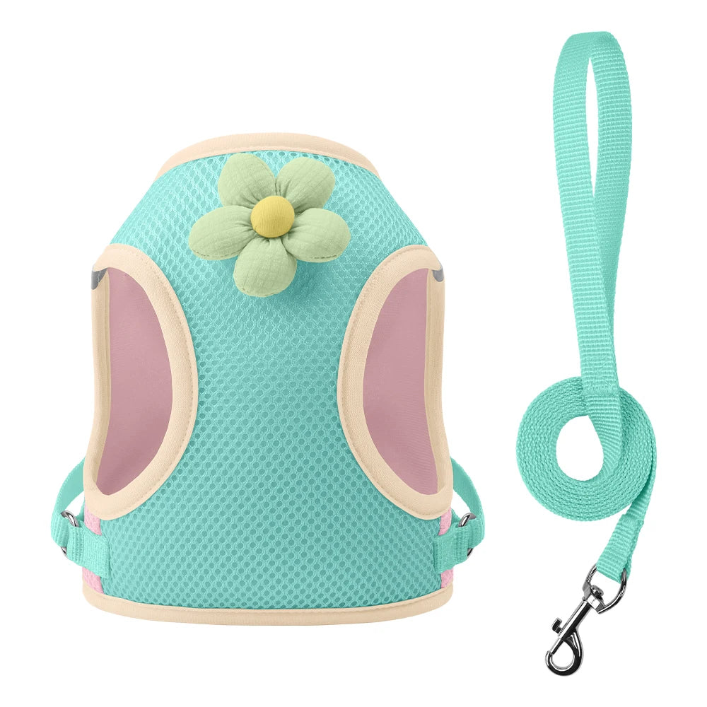 Andasvänlig Hund- och Kattssele med Reflex – Justerbar Meshväst med Koppel för Små och Medelstora Djur