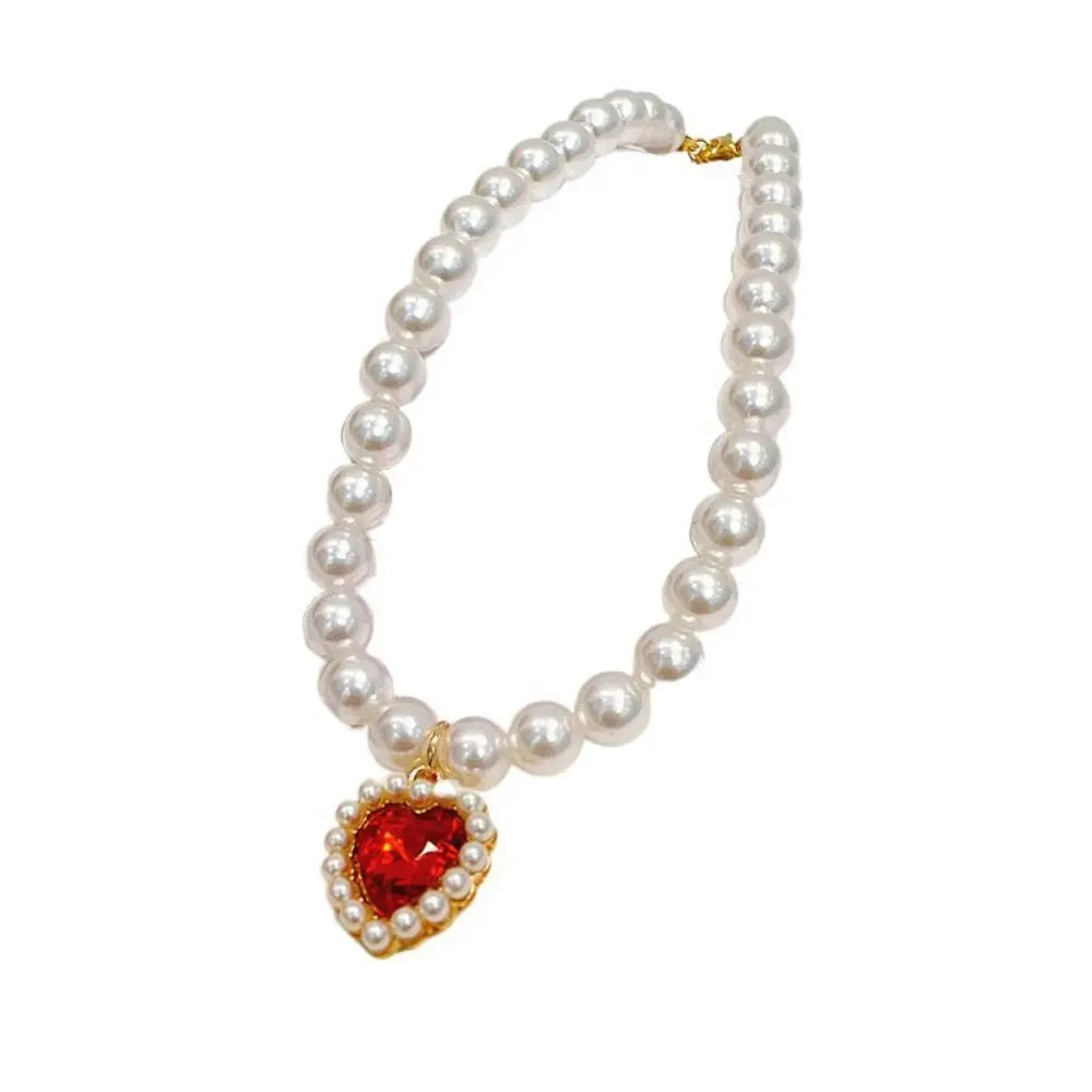Justerbart Pärlhalsband för Hund och Katt – Färgglad Strass och Prinsessdesign