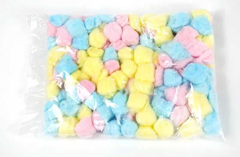 Bomullsbollar för Smådjur – 100 st Färgglada som Bäddmaterial