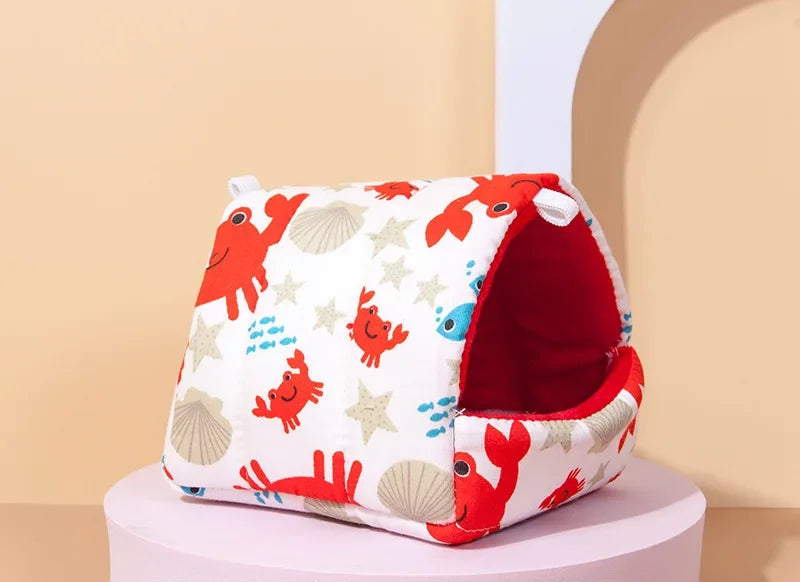 Hamsterhus och Småfågelsbädd i Fleece med Hängande Design