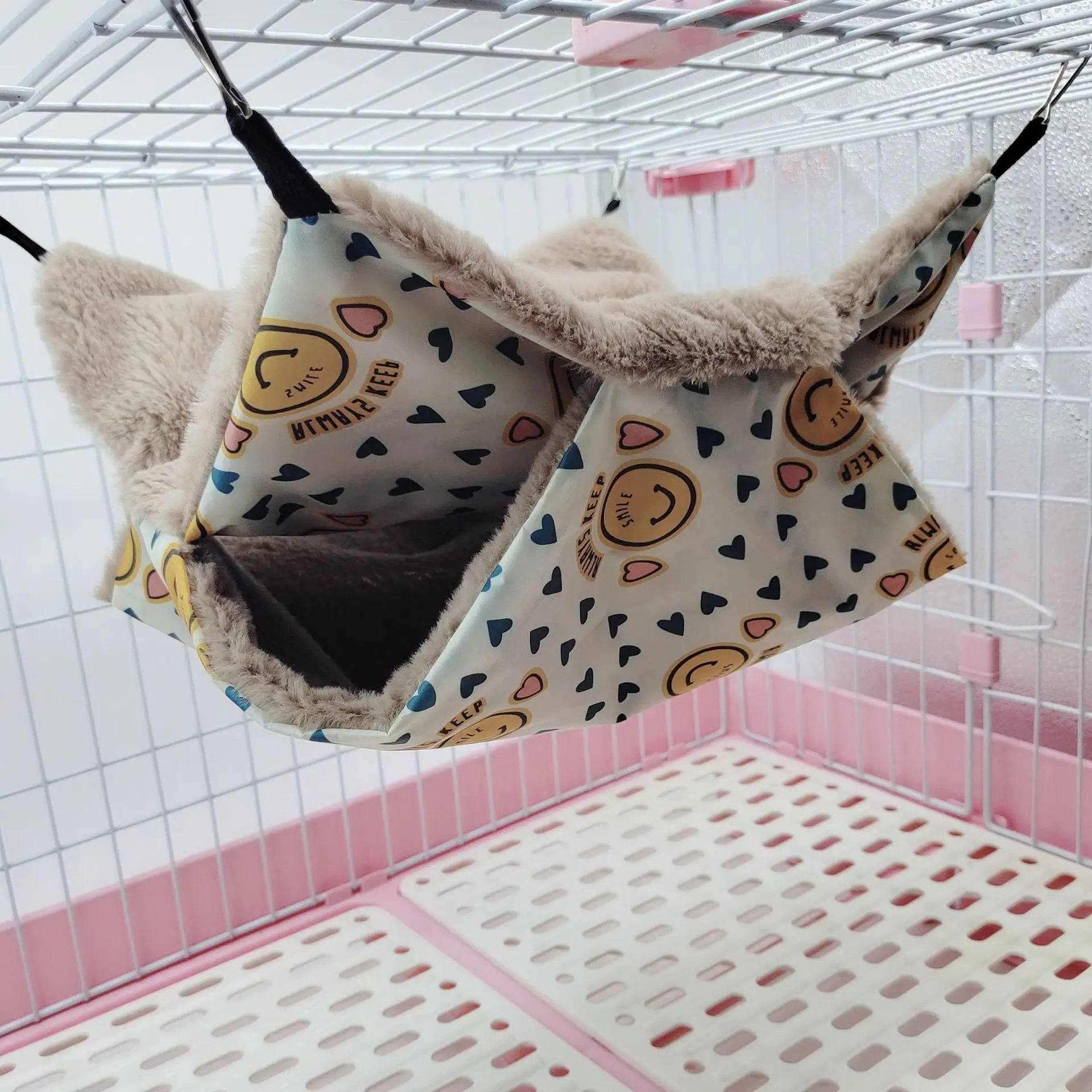 Hängmatta i Plysch för Smådjur Dubbla Lager