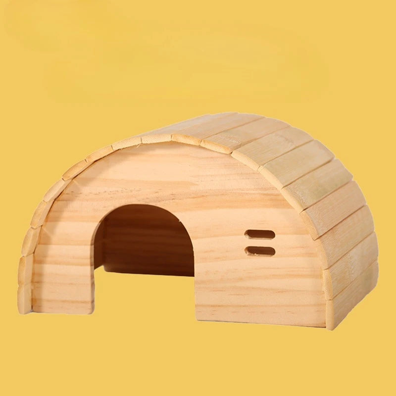 Hamsterhus i Trä med Gömställe och Bro