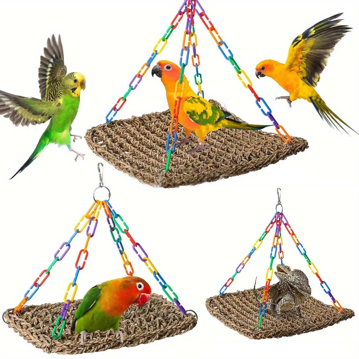 Gungande Hängmatta i Gräs för Fågel, Smådjur & Reptiler