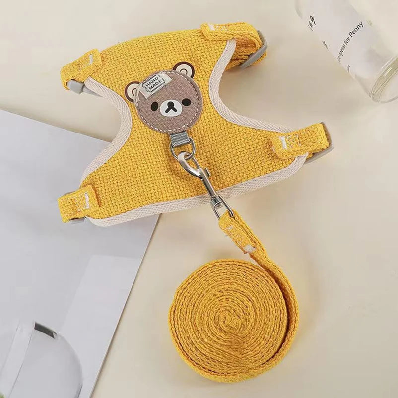 Söt Hundsele i Nalle-Stil med Matchande Koppel – För Små Hundar & Katte