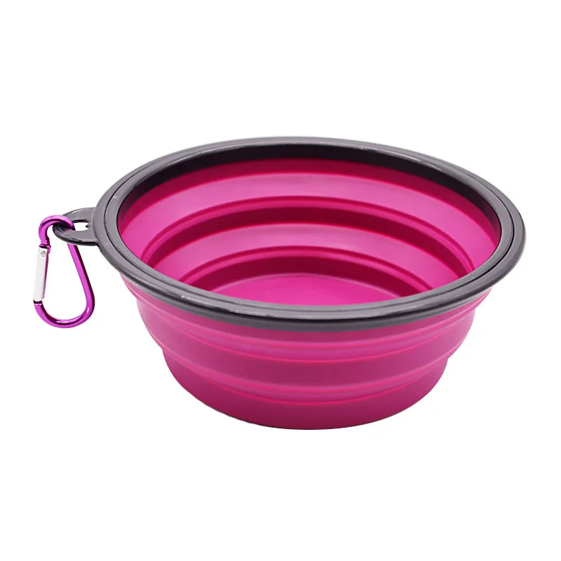 Collapsible Silicone Pet Bowl for Food & Water with Carabiner – Portable & Folding