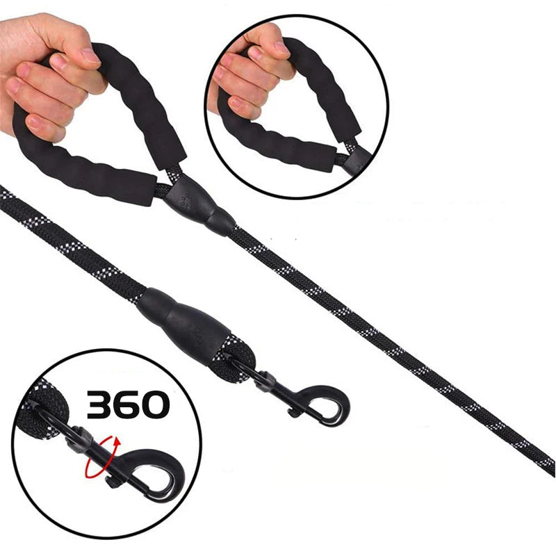 Förstärkt Nylonkoppel med Reflex – Slitstarkt & Bekvämt Hundkoppel i 4 Längder