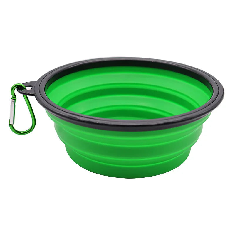 Collapsible Silicone Pet Bowl for Food & Water with Carabiner – Portable & Folding