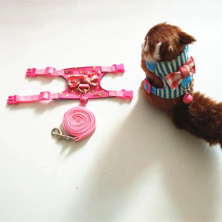 Liten Sele med Koppel och Rosett eller Vingar för Råtta och Smådjur