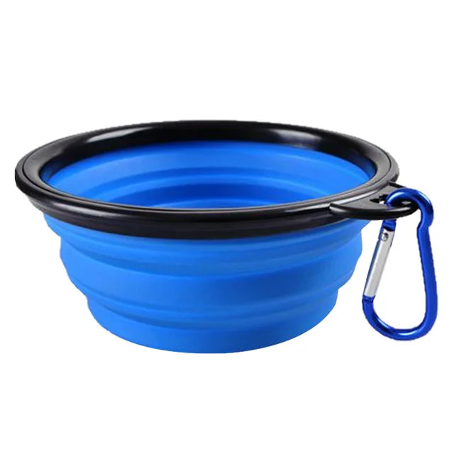 Collapsible Silicone Pet Bowl for Food & Water with Carabiner – Portable & Folding