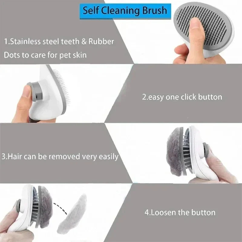 Self-Cleaning Pet Hair Remover Brush – Dog & Cat Grooming Tool