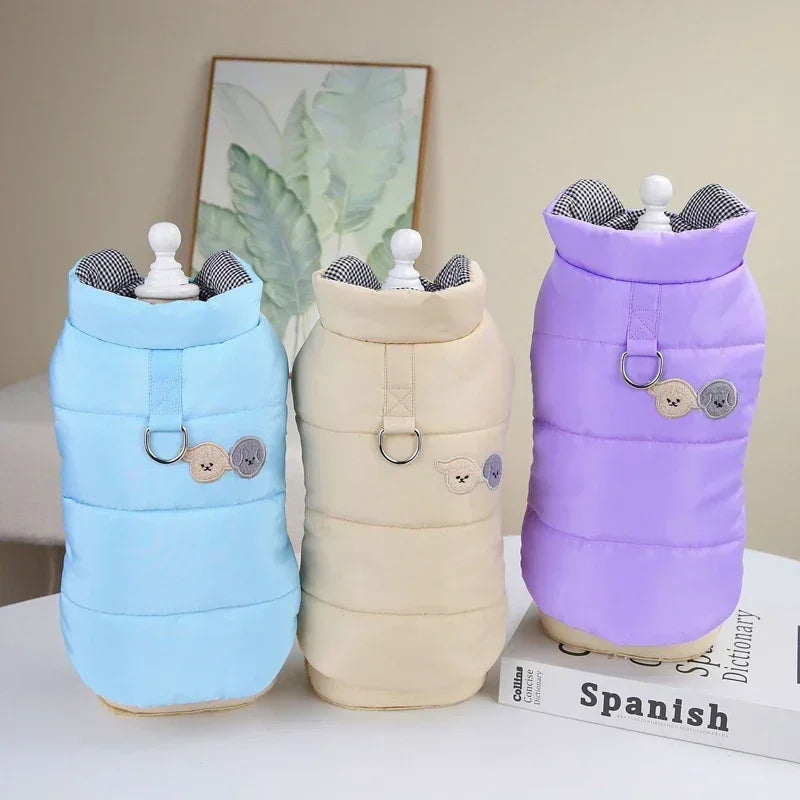 Varm Vinterjacka med D-Ring – Mjuk & Praktisk för Små till Medelstora Hundar och Katter