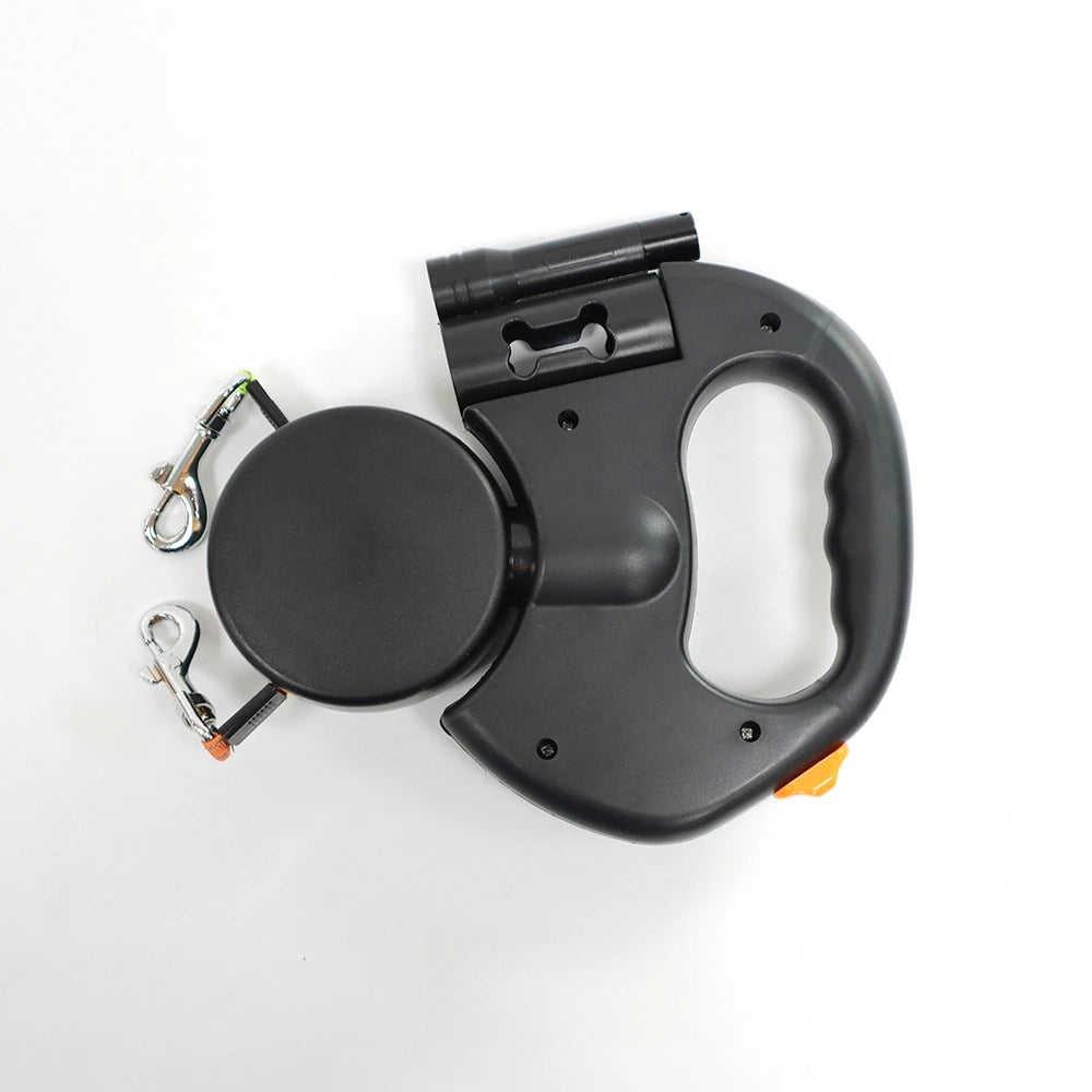 dubbel flexikoppel led lampa promenad två hundar