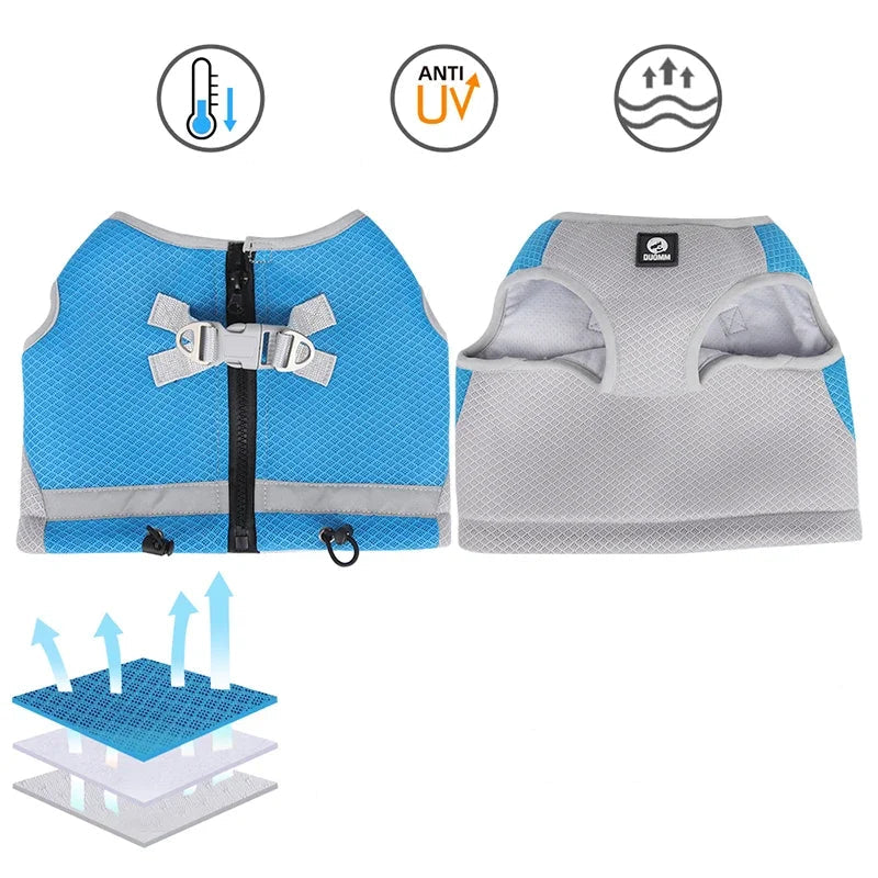 kylande sele hund justerbar reflekterande sommarväst i istyg