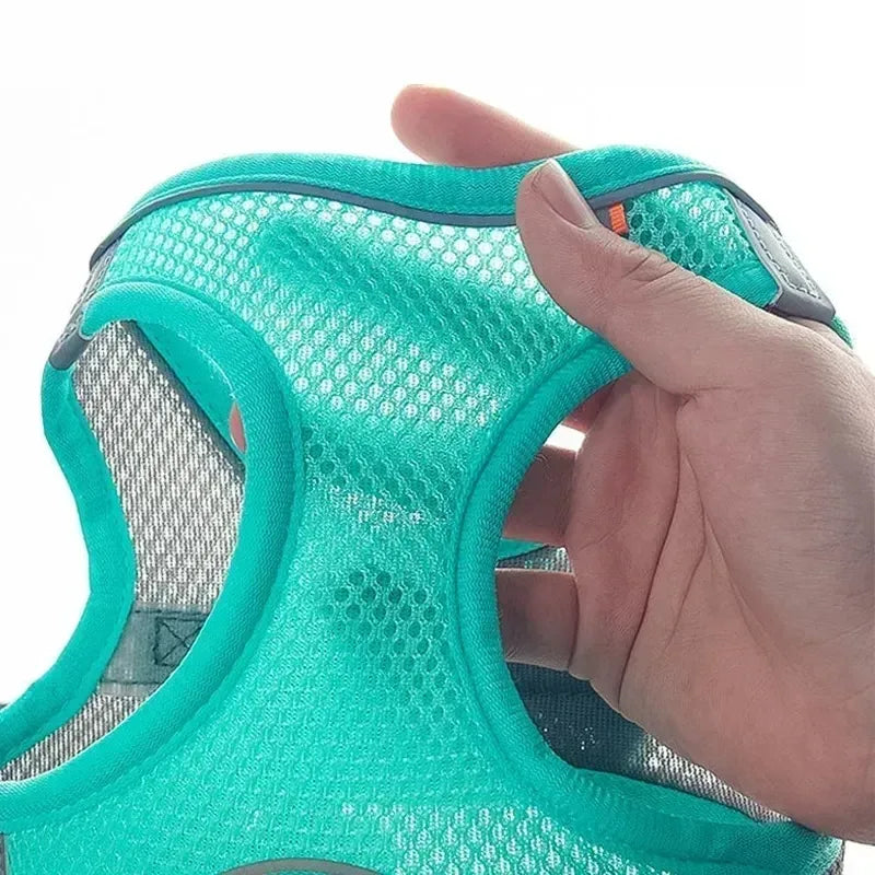 Mjuk Meshväst för Små Hundar & Katter – Reflekterande Sele med Koppel