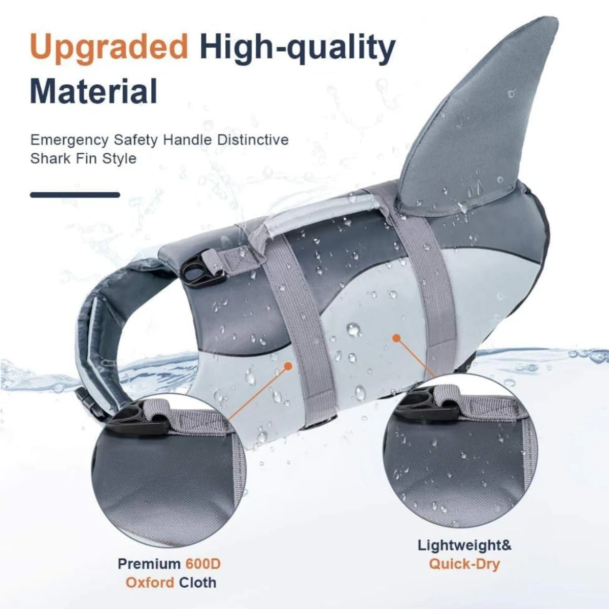 Hundflytväst Justerbar med Hög Flytkraft och Handtag