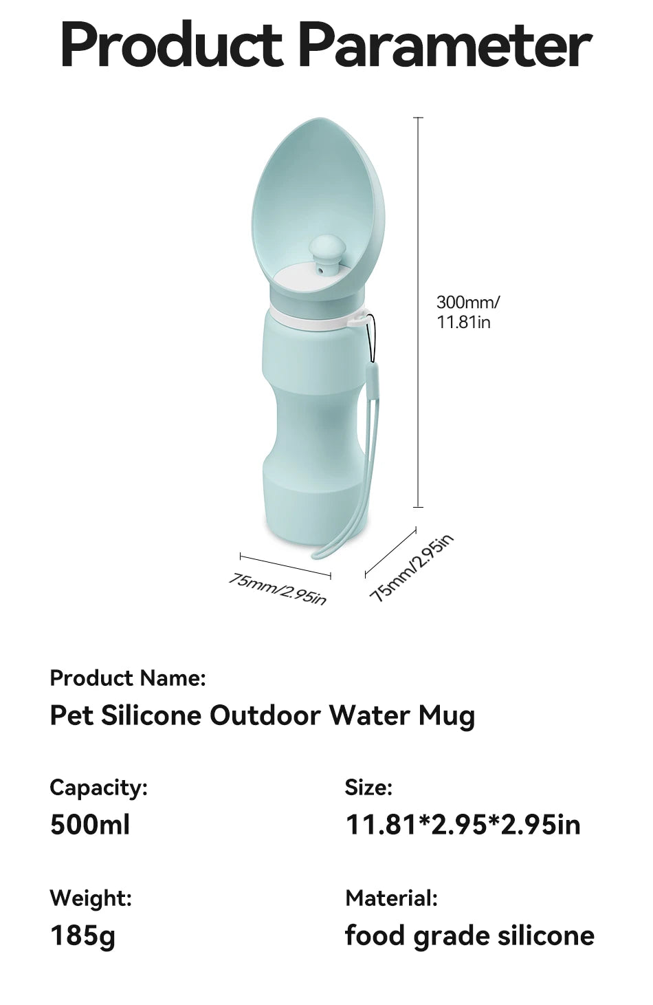 Portabel Vattenflaska för Hund och Katt – Vikbar, Läckagesäker & Smidig På Resa