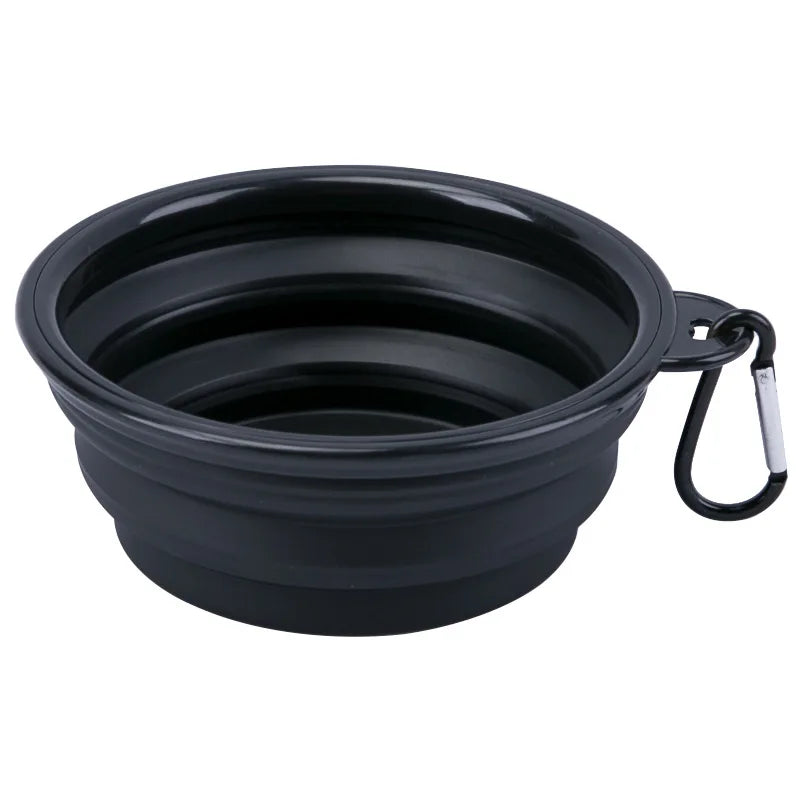 Collapsible Silicone Pet Bowl for Food & Water with Carabiner – Portable & Folding