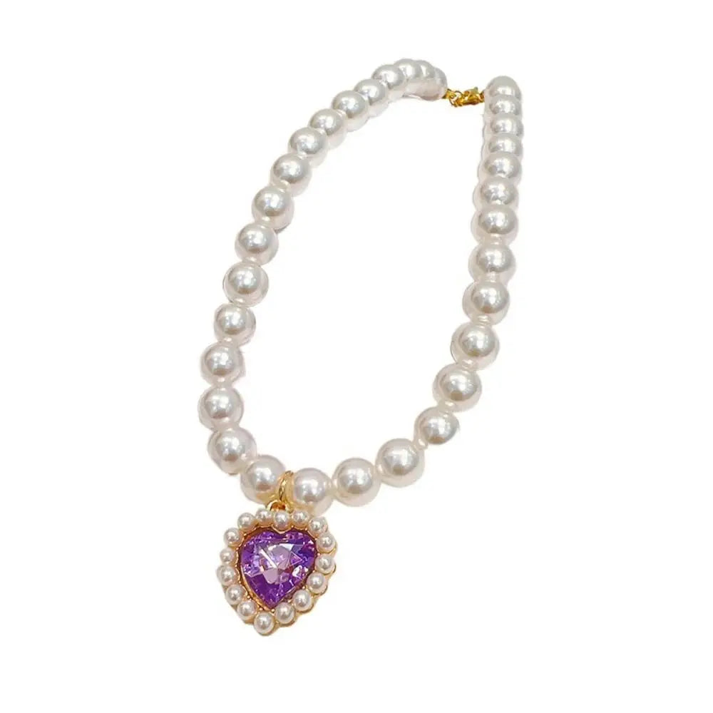 Justerbart Pärlhalsband för Hund och Katt – Färgglad Strass och Prinsessdesign