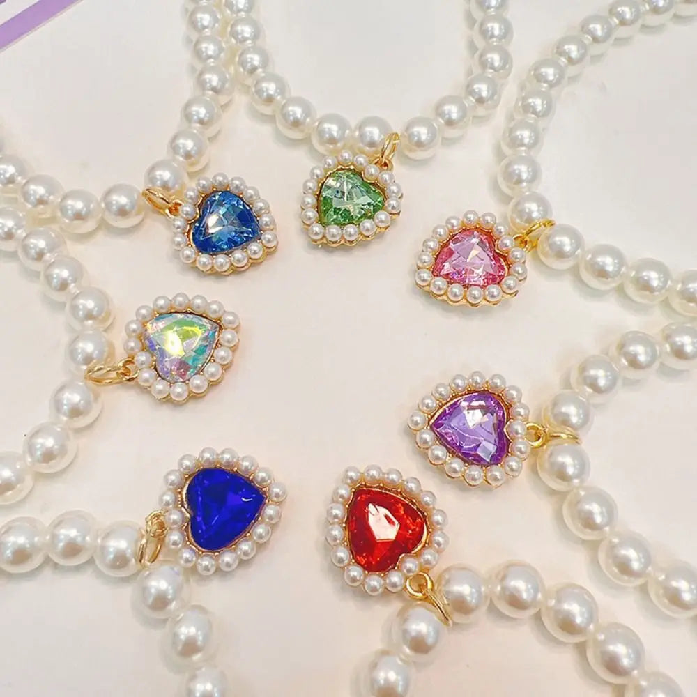 Justerbart Pärlhalsband för Hund och Katt – Färgglad Strass och Prinsessdesign