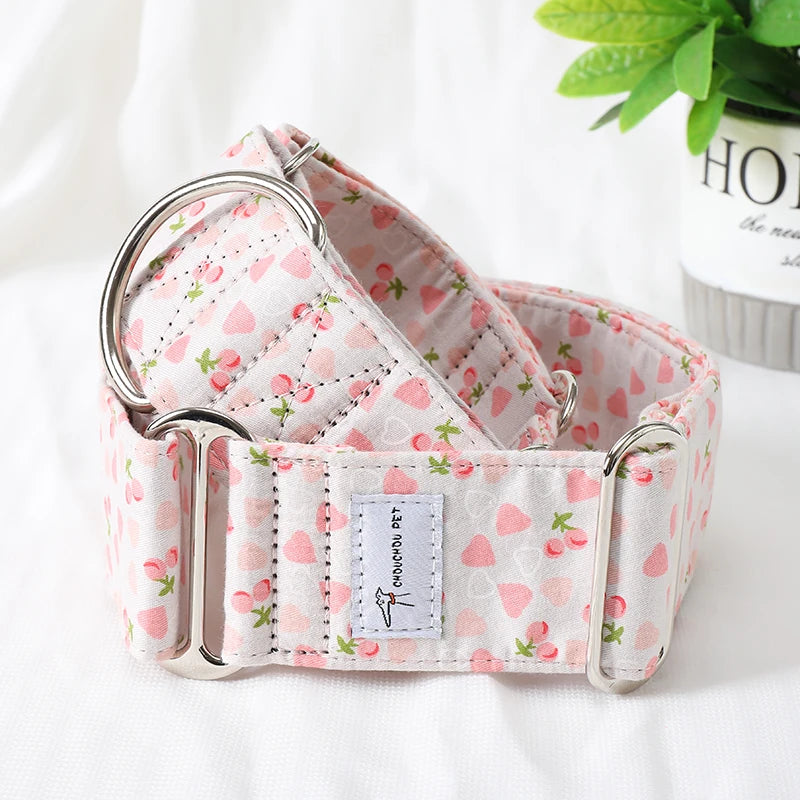 Justerbart Martingale Hundhalsband – Brett, Vadderat & Mönstrat i Bomull