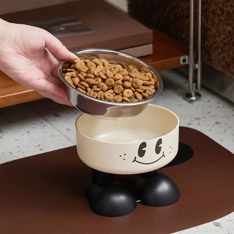 matskål hög fot rostfritt stål hund katt