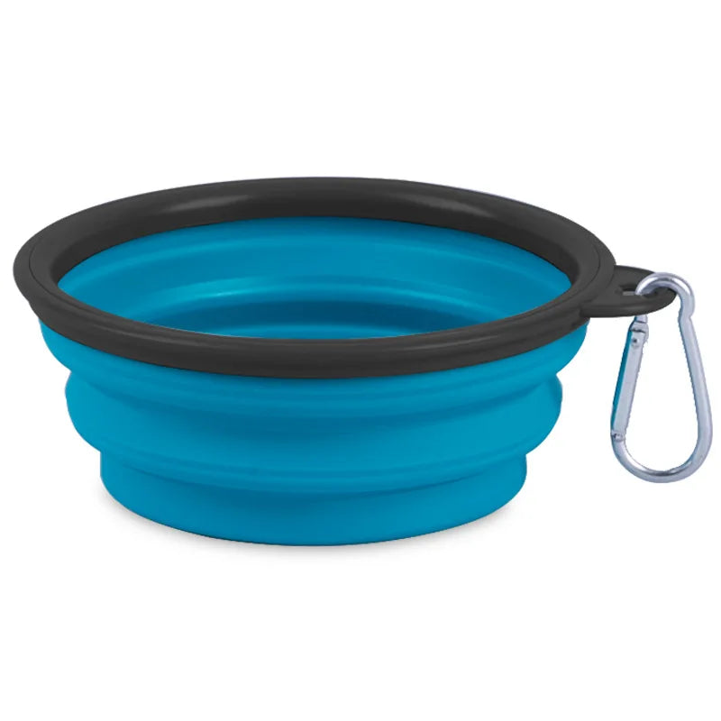 Collapsible Silicone Pet Bowl for Food & Water with Carabiner – Portable & Folding