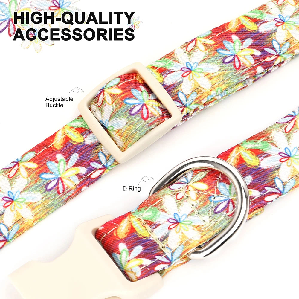 Hundhalsband i Nylon – Justerbart med Dekorativt Tryck