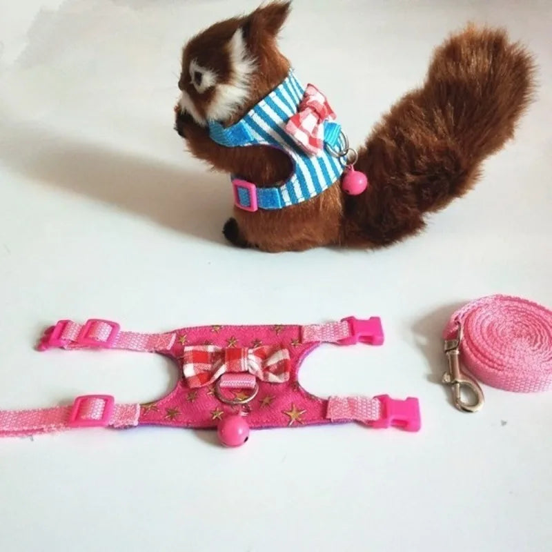 Liten Sele med Koppel och Rosett eller Vingar för Råtta och Smådjur