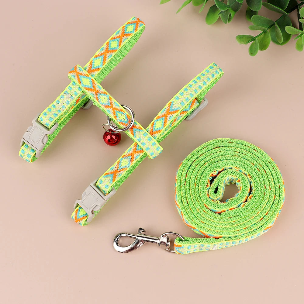 Justerbart Nylonsele med Koppel och Bjällra för Små Hundar och Katter