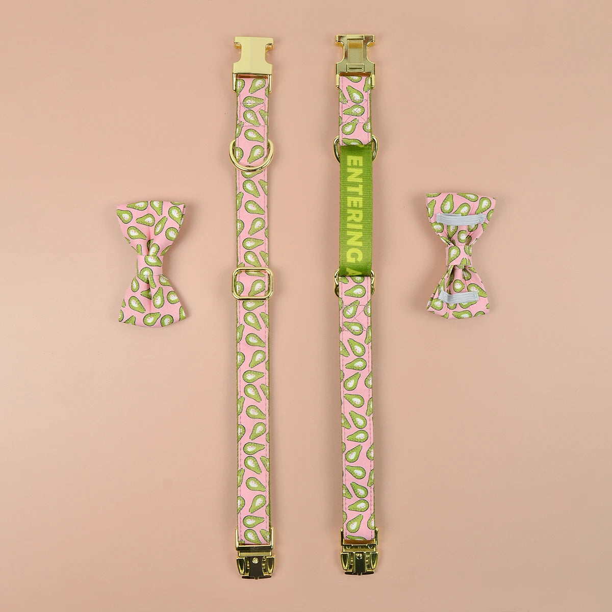 Snyggt och Justerbart Hundhalsband med Rosett – Tryckt Dubbel Design