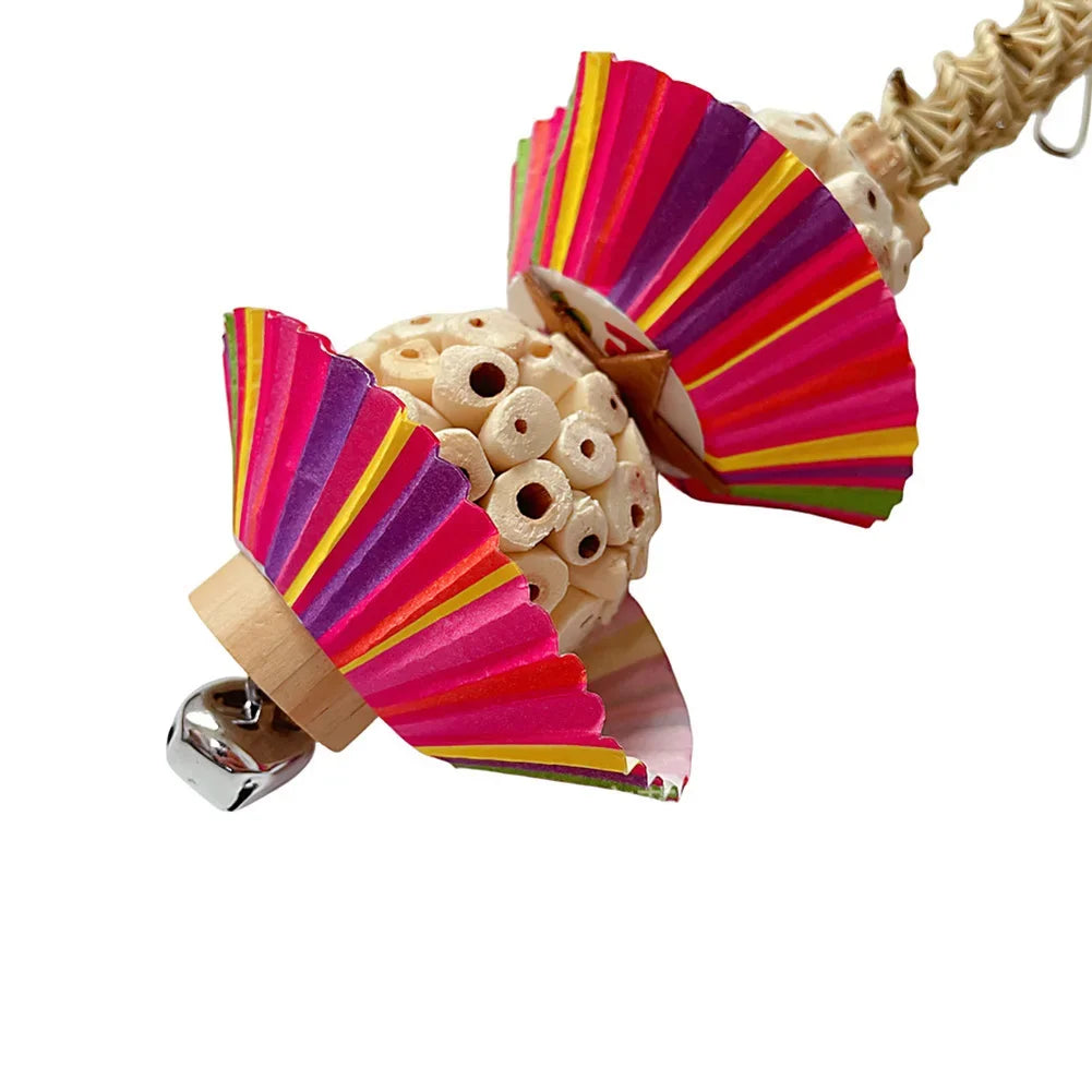 Fågel­leksak med Träklossar och Bjällra för Fågel