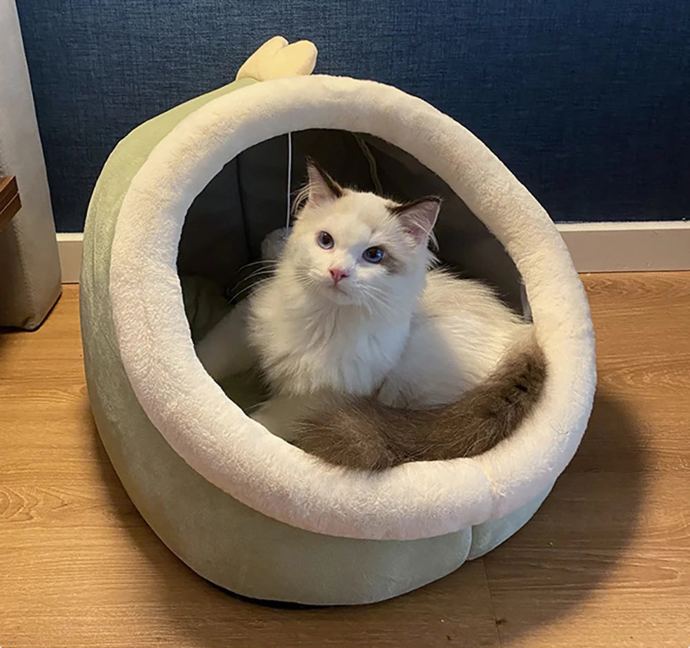 Mjuk och Trygg Kattsäng med Söt Design – Perfekt Sovplats för Din Katt eller Liten Hund