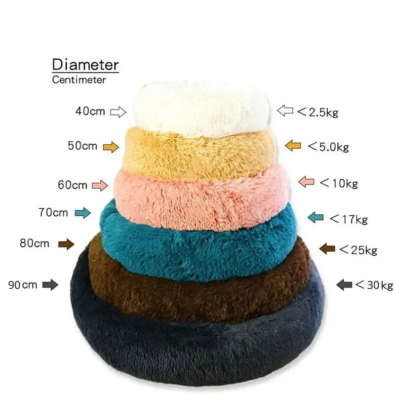 Lyxig Rund Hund- & Kattbädd i Plysch – Varm, Mjuk & Bekväm