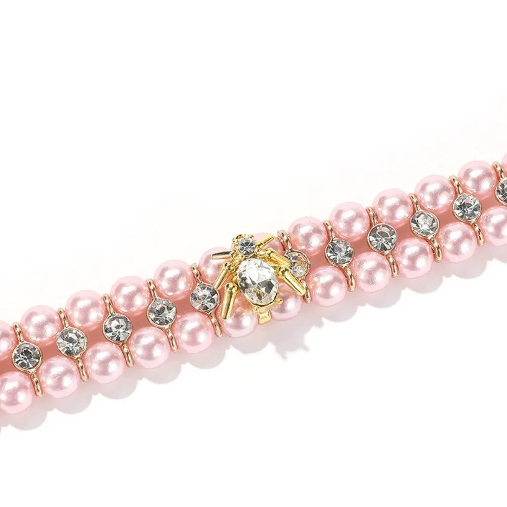 Justerbart Pärlhalsband för Hund och Katt – Lyxigt Smycke med Strass