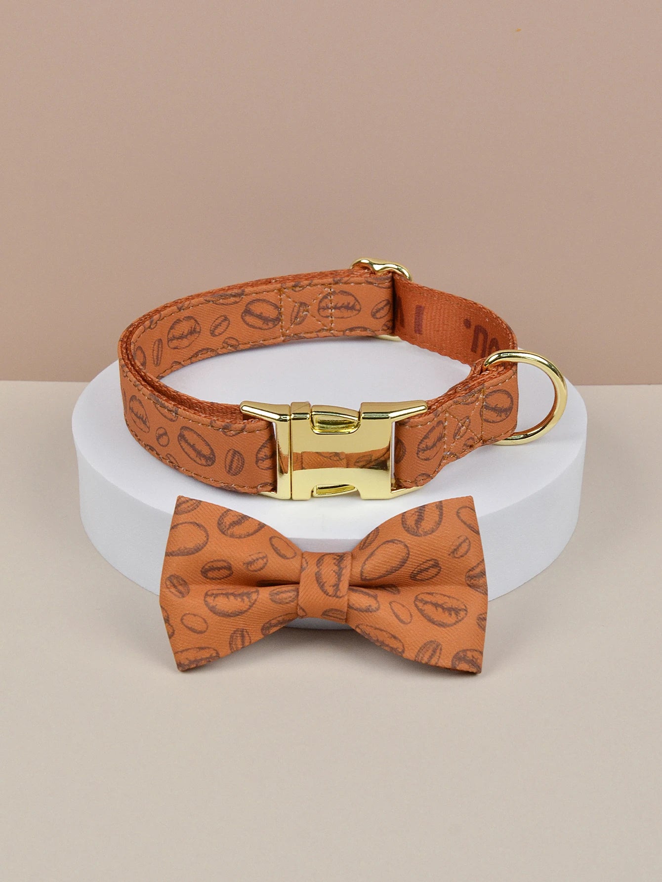 Snyggt och Justerbart Hundhalsband med Rosett – Tryckt Dubbel Design