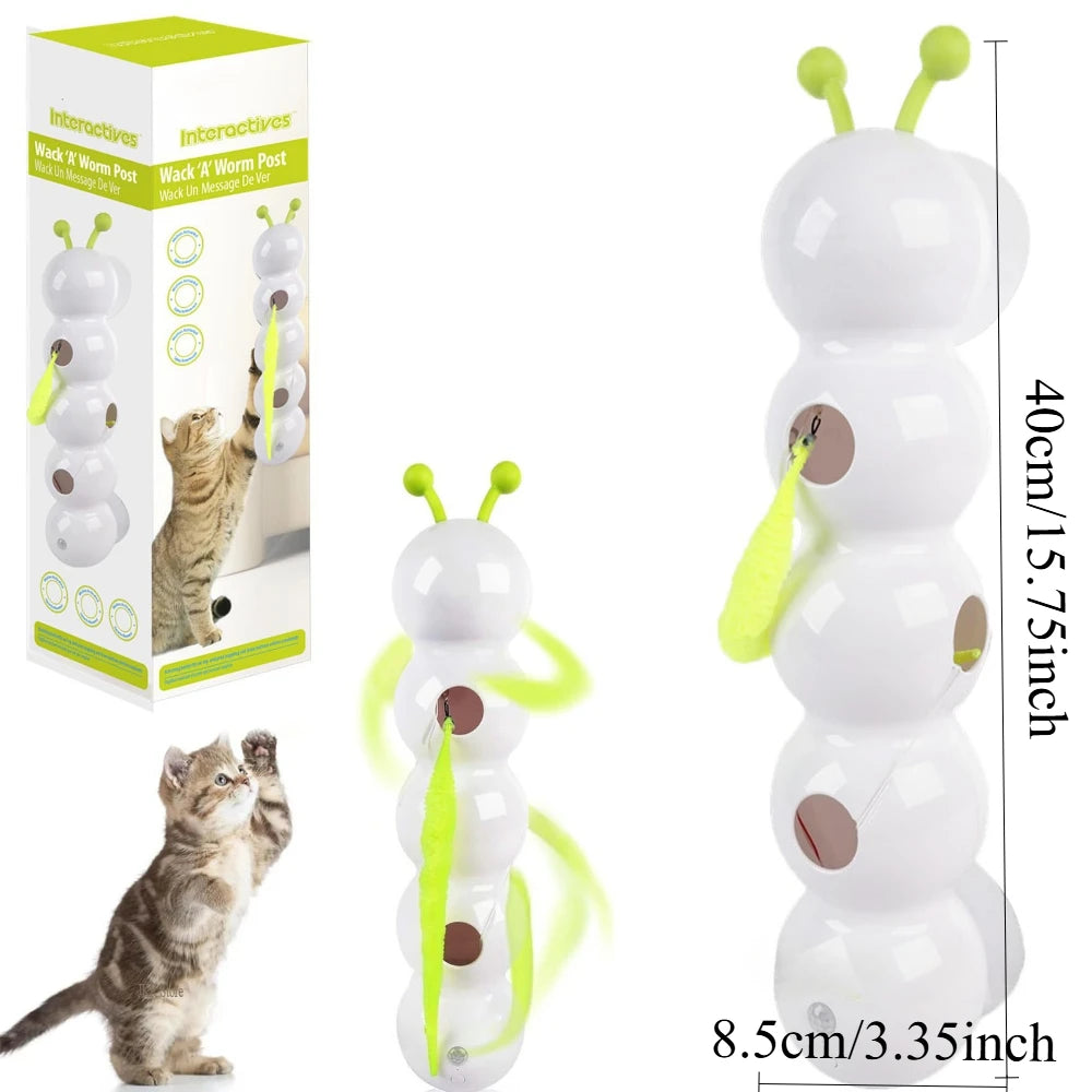 Interaktiv Kattleksak med Fjäder – Automatisk Roterande Boll