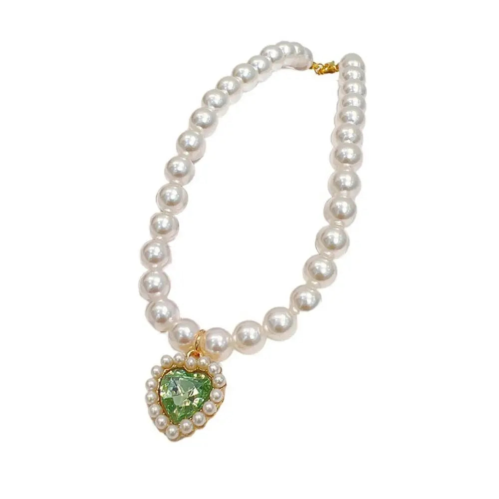 Justerbart Pärlhalsband för Hund och Katt – Färgglad Strass och Prinsessdesign