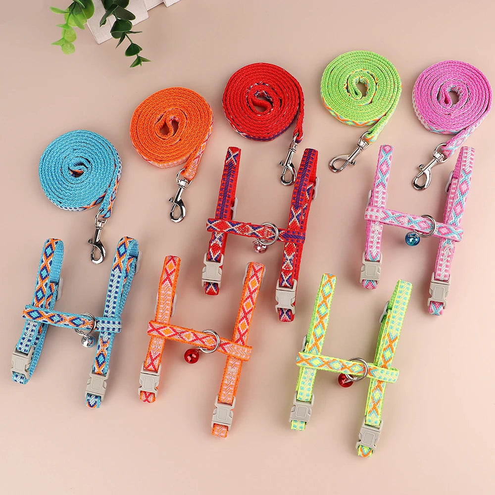 Justerbart Nylonsele med Koppel och Bjällra för Små Hundar och Katter